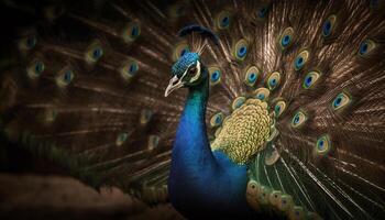 majestoso pavão monitores vibrante multi colori pena padronizar gerado de ai foto