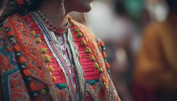 multi colori sári, tradicional roupas, indiano elegância gerado de ai foto