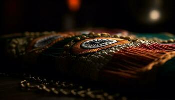 indígena tapete, Antiguidade madeira, espiritual bordado elegância gerado de ai foto