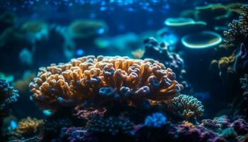 colorida aquático vida prospera dentro embaixo da agua recife gerado de ai foto