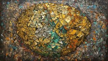 moderno ouro joalheria com ornamentado geométrico formas reflete natureza caos gerado de ai foto