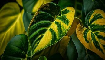 vibrante verde folhas padronizar botânica crescimento ao ar livre gerado de ai foto