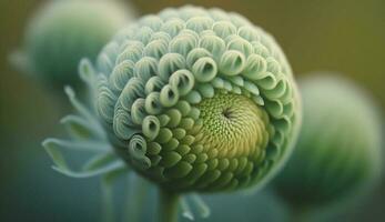 natureza inspirado macro ilustração do verde folha crescimento gerado de ai foto