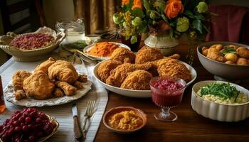 gourmet frango asa auf prato com decoração gerado de ai foto