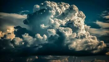 fofo cumulus nuvens dispersar sobre idílico panorama gerado de ai foto
