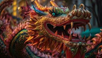Dragão estátua simboliza chinês cultura e mitologia gerado de ai foto