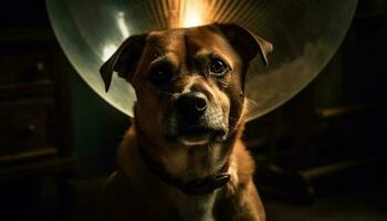 fofa cachorro sentado ao ar livre, molhado nariz refletindo fidelidade gerado de ai foto