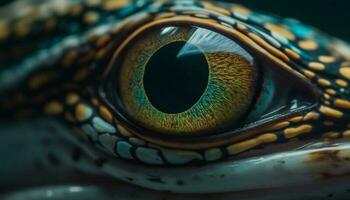 visto lagarto olhando fixamente, olho para olho embaixo da agua gerado de ai foto