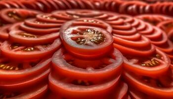 fresco orgânico vegetal fatia em placa, uma saudável gourmet lanche gerado de ai foto