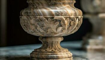 Antiguidade cerâmica vaso, ornamentado projeto, velho formado elegância, religioso lembrança gerado de ai foto