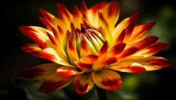 vibrante pétalas do uma dália flor dentro fechar acima natureza tiro gerado de ai foto