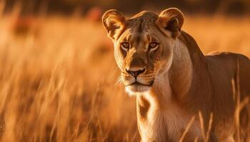 majestoso leoa em repouso dentro a savana, beleza dentro natureza capturado gerado de ai foto