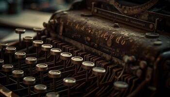 obsoleto máquina de escrever maquinaria datilografados velho formado texto para nostálgico correspondência gerado de ai foto