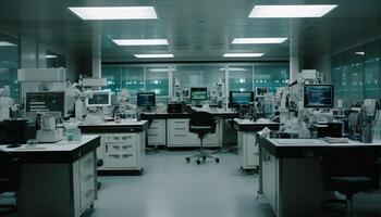 moderno laboratório equipamento e tecnologia projetado para futurista cuidados de saúde inovação gerado de ai foto