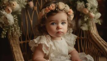 fofa Princesa dentro uma verão vestir jogando com uma brinquedo presente gerado de ai foto