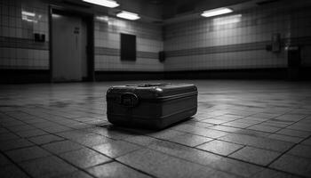 abandonado mala de viagem espera para proprietário chegada dentro esvaziar metrô estação gerado de ai foto