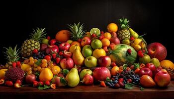 uma vibrante coleção do maduro, multi colori fruta para saudável comendo gerado de ai foto