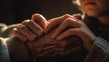 uma mãe amor abraços dela criança dentro inverno calor gerado de ai foto