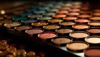 multi colori sombra paleta uma beleza coleção para glamouroso olhos gerado de ai foto