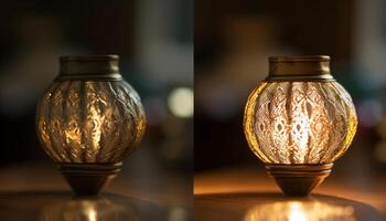 a ornamentado Antiguidade vaso ilumina a elegante casa interior Projeto gerado de ai foto