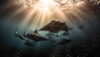 profundo mar mergulho aventura revela temor inspirador embaixo da agua beleza dentro natureza gerado de ai foto