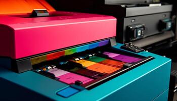 multi colori impressora produz criativo impressões para o negócio indústria ordens gerado de ai foto
