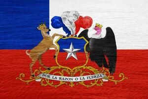Chile bandeira em uma texturizado fundo. conceito colagem. foto