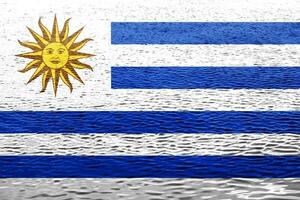 bandeira do Oriental república do Uruguai em uma texturizado fundo. conceito colagem. foto