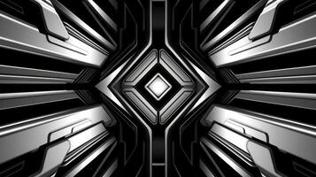 moderno futurista branco Preto fundo. abstrato futurista fundo com moderno forma. tecnologia futurista fundo, generativo ai ilustração foto