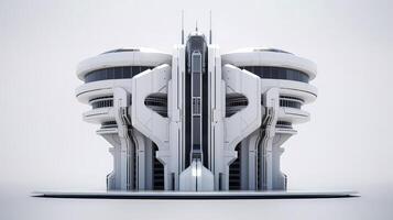 3d futurista ficção científica branco cidade arquitetura com orgânico arranha-céus, para Ciência ficção ou fantasia fundos, abstrato prédio, generativo ai ilustração foto