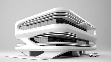 3d futurista ficção científica branco cidade arquitetura com orgânico arranha-céus, para Ciência ficção ou fantasia fundos, abstrato prédio, generativo ai ilustração foto