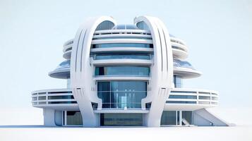 3d futurista ficção científica branco azul cidade arquitetura com orgânico arranha-céus, para Ciência ficção ou fantasia fundos, abstrato prédio, generativo ai ilustração foto