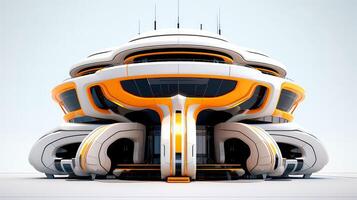 3d futurista ficção científica cidade arquitetura laranja tom com orgânico arranha-céus, para Ciência ficção ou fantasia fundos, abstrato prédio, generativo ai ilustração foto