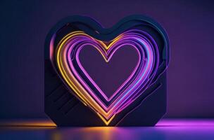 abstrato néon brilhando coração. ai foto