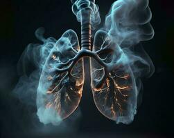 pulmões depois de fumaça, ai gerado foto