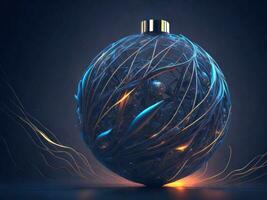 futurista digital brilhando Natal bola, ai gerado foto