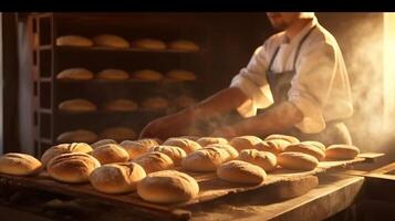 generativo ai, mãos do padeiro dentro restaurante ou casa cozinha, prepara ecologicamente natural pastelaria foto