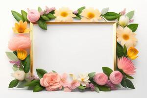 quadro, Armação fundo decorado com flor enfeite generativo ai foto