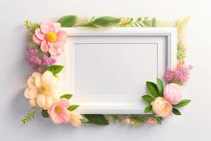 quadro, Armação fundo decorado com flor enfeite generativo ai foto