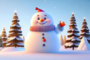Natal personagem boneco de neve dentro inverno floresta. generativo ai foto