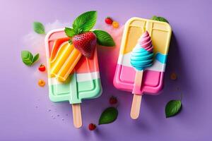 saboroso verão fruta gelo creme fresco festivo generativo ai foto