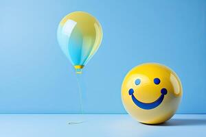 círculo balão com sorrir feliz face generativo ai foto