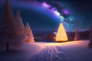 inverno Natal panorama com cópia de espaço generativo ai foto
