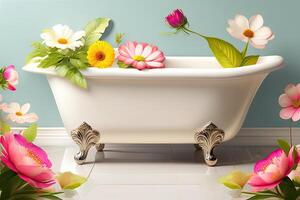 floral banho ilustração generativo ai foto