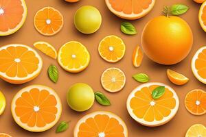 citrino laranja padronizar fundo plano deitar. generativo ai foto