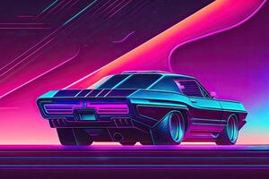 Novo retrowave roxa néon fundo Projeto arte generativo ai foto