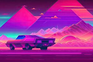 Novo retrowave roxa néon fundo Projeto arte generativo ai foto