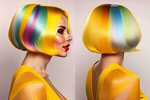 beleza moda indústria mulher retrato com amarelo cabelo foto