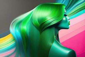 beleza moda indústria mulher retrato com verde cabelo foto