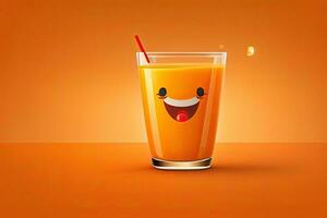 alegre laranja suco vidro generativo ai foto